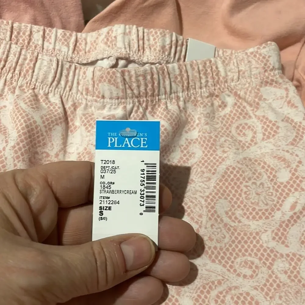 Children’s place 4 pale pink floral capri bike shorts tank top NWT